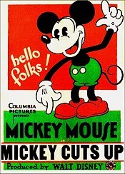 Mickey Cuts Up Cartoon Picture