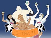China, IL: The Funeral Cartoon Picture