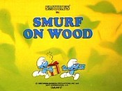 Smurf On Wood Cartoon Picture